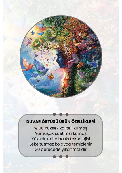 Doğanın Renkli Rüyası Desenli Duvar Halısı Duvar Örtüsü Tapestry Süet Dokulu Kumaş modelleri