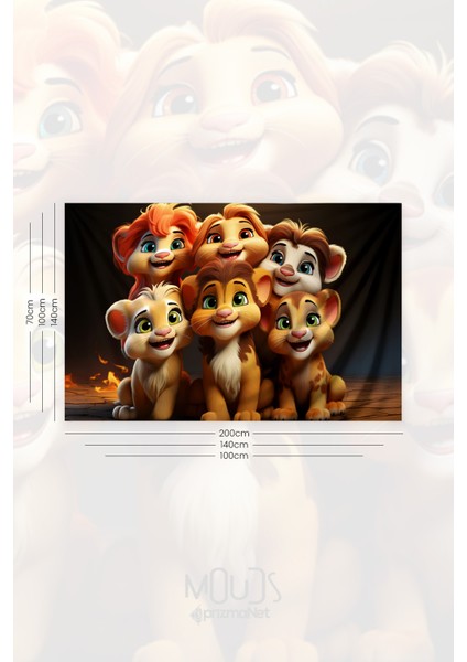 Sevimli Aslan Yavruları Desenli Duvar Halısı Duvar Örtüsü Çocuk Odası Tapestry Süet Dokulu Kumaş fiyatları