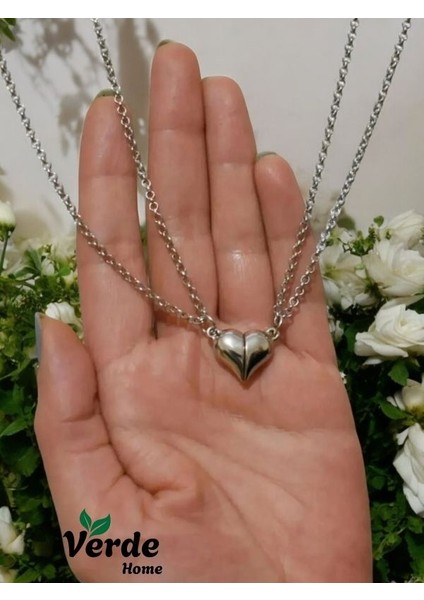 2'li Mıknatıslı Kalpli Çift Kolye ,sevgili ve Arkadaşlık Kolyesi Hediyelik, Anneler Günü Hediyesi