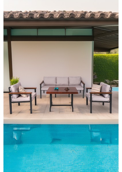 Bahce Mobilyası, Modern Balkon Mobilyası, Kafe Oturma Takımı, Teras Koltugu, 1+1+3+M