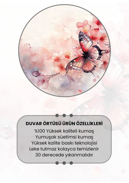 Çiçek Dalı ve Kelebek Desenli Duvar Halısı Duvar Örtüsü Tapestry Süet Dokulu Kumaş fırsatları