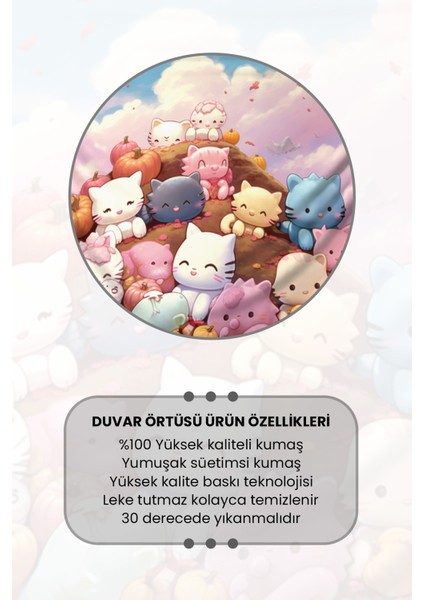 Sevimli Minik Kediler Desenli Duvar Halısı Duvar Örtüsü Çocuk Odası Tapestry Süet Dokulu Kumaş modelleri