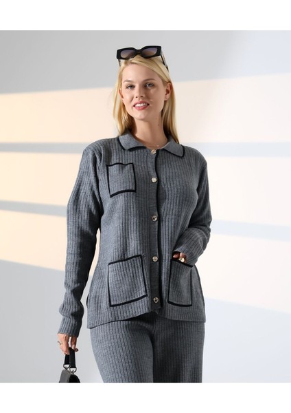 Biye Detaylı Cepli Hırka Triko Takım fırsatları