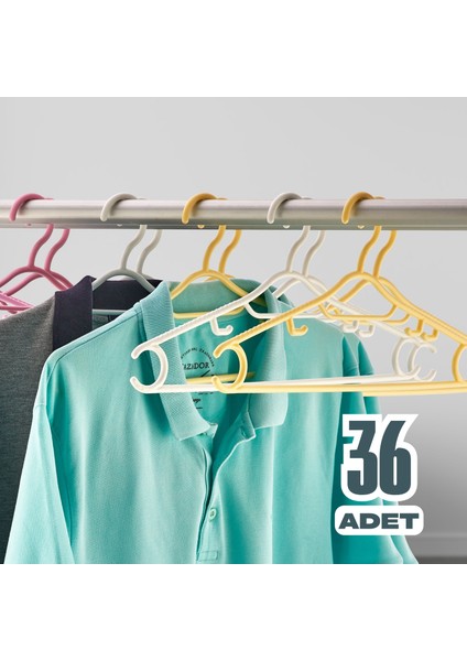 36 Adet Royal Askı Elbise Askısı - Karışık Renk