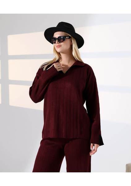 Kol ve Yaka Detay Fitilli Triko Takım fiyatları