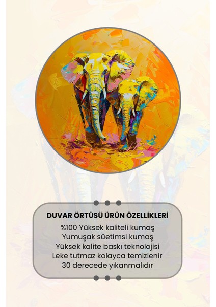 Sarı Filler Desenli Duvar Halısı Duvar Örtüsü Tapestry Süet Dokulu Kumaş modelleri