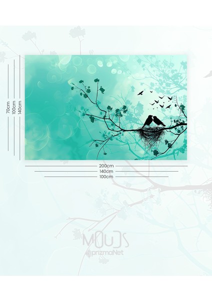 Mavi Kış Silüeti Desenli Duvar Halısı Duvar Örtüsü Tapestry Süet Dokulu Kumaş fiyatları