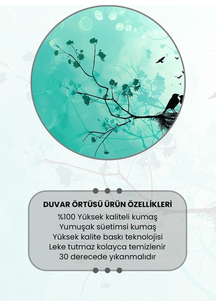 Mavi Kış Silüeti Desenli Duvar Halısı Duvar Örtüsü Tapestry Süet Dokulu Kumaş modelleri