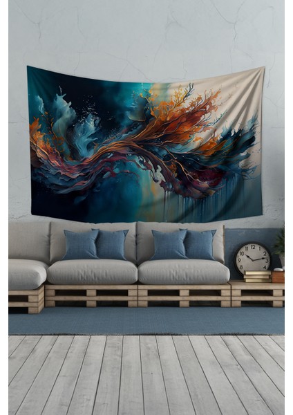 Dalgaların Dansı Desenli Duvar Halısı Duvar Örtüsü Tapestry Süet Dokulu Kumaş fiyatları
