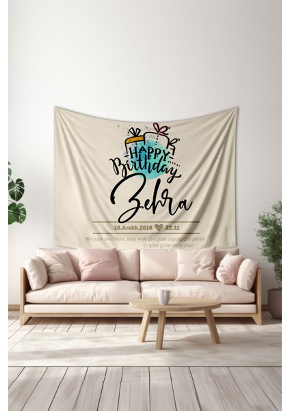Kişiye Özel Doğum Günü Duvar Halısı, Happy Birthday Duvar Örtüsü, Doğum Günü Arka Fon