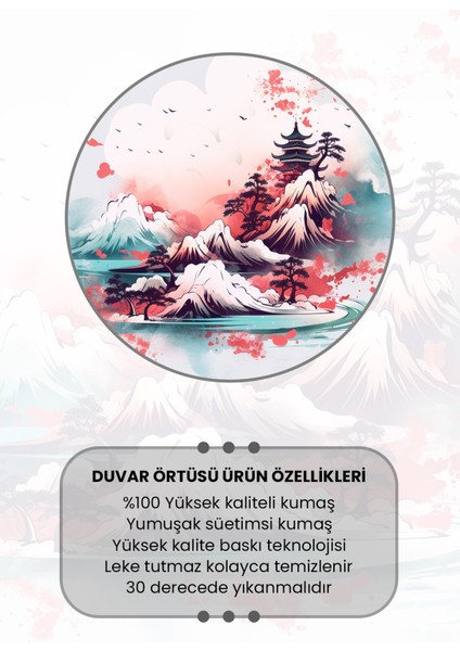 Japon Dağı Desenli Duvar Halısı Duvar Örtüsü Tapestry Süet Dokulu Kumaş fırsatları