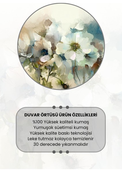 Mavi Beyaz Çiçekler Desenli Duvar Halısı Duvar Örtüsü Tapestry Süet Dokulu Kumaş modelleri