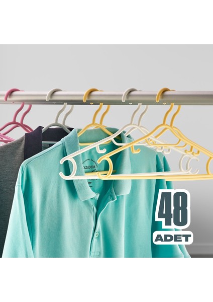 48 Adet Royal Askı Elbise Askısı - Karışık Renk