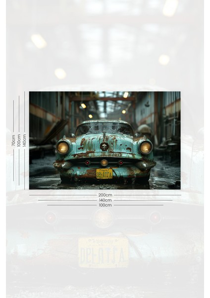 Turkuaz Klasik Araba Desenli Duvar Halısı Duvar Örtüsü Tapestry Süet Dokulu Kumaş modelleri