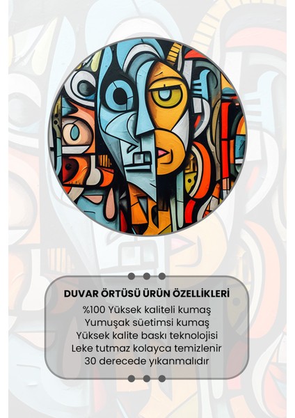 Renkli Yüzler Desenli Duvar Halısı Duvar Örtüsü Tapestry Süet Dokulu Kumaş fırsatları