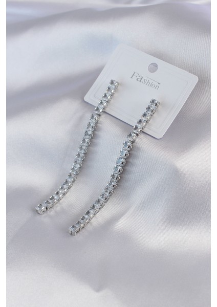 Gümüş Renk Zirkon Taşlı Kadın Küpe - TJ-BKP7465