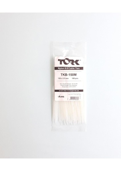 Tork Beyaz Kablo Bağı 2,5X150