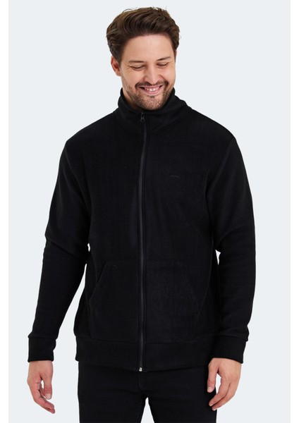 SANSA Erkek Siyah Polar Sweatshirt – Kışlık, Düz Desen, %100 Polyester, Rahat ve Sıcak Kesim
