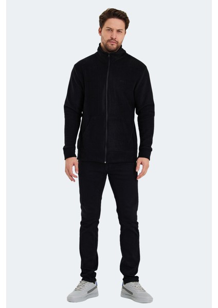 SANSA Erkek Siyah Polar Sweatshirt – Kışlık, Düz Desen, %100 Polyester, Rahat ve Sıcak Kesim