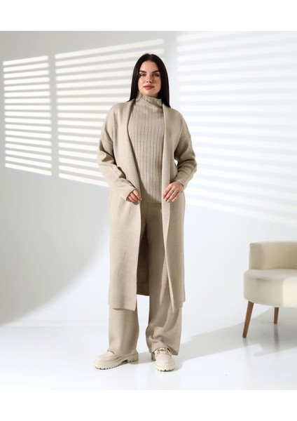 Balıkçı Yaka Asil Üçlü Triko Takım