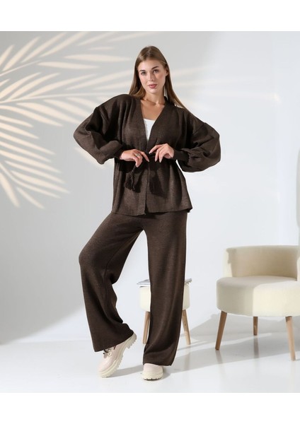 Kuşak Detaylı Ikili Triko Takım