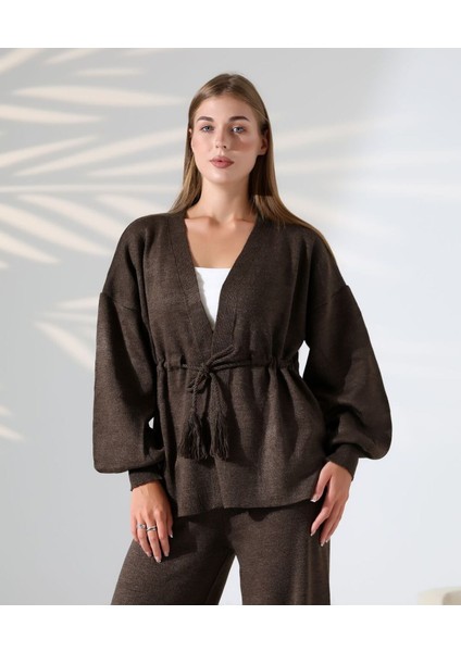 Kuşak Detaylı Ikili Triko Takım modelleri