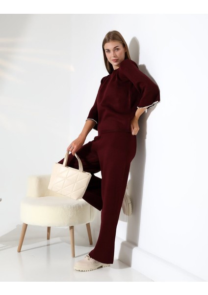 Inci Volanlı Kol Detaylı Triko Takım modelleri