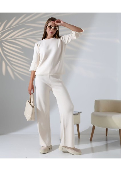 Inci Volanlı Kol Detaylı Triko Takım