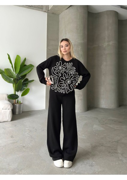 Elegance Desenli Alt Üst Triko Takım