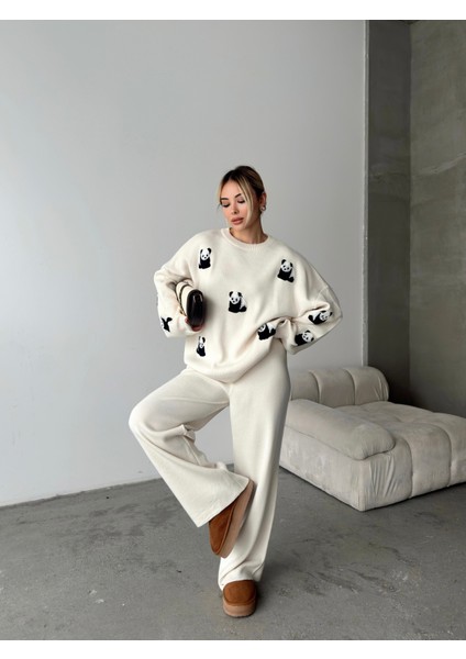 Sevimli Panda Desenli Triko Takım – 6 Renk Alternatifli Kombin fırsatları
