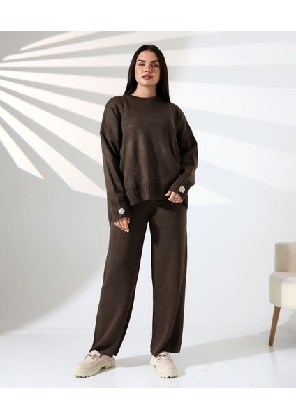 Rahat Kalıp Kol Detaylı Triko Takım