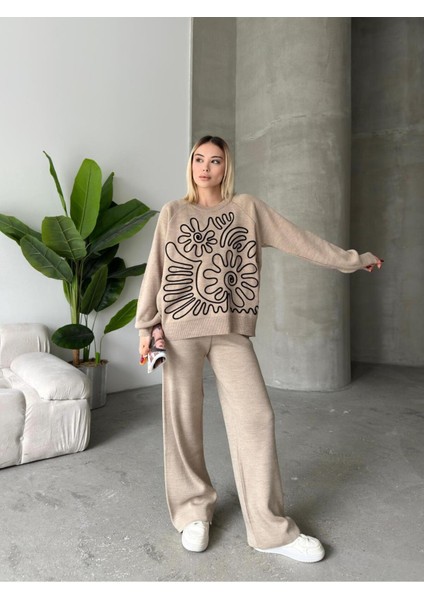 Elegance Desenli Alt Üst Triko Takım