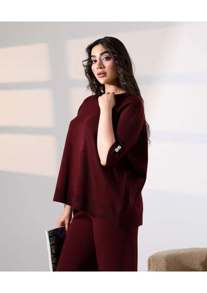 Zarif Dokunuş Düğme Detaylı Triko Takım modelleri