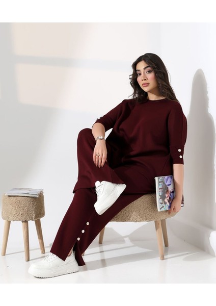 Zarif Dokunuş Düğme Detaylı Triko Takım fırsatları