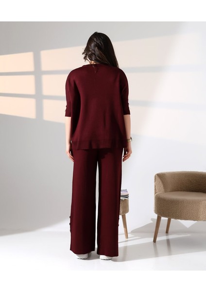 Zarif Dokunuş Düğme Detaylı Triko Takım indirimleri