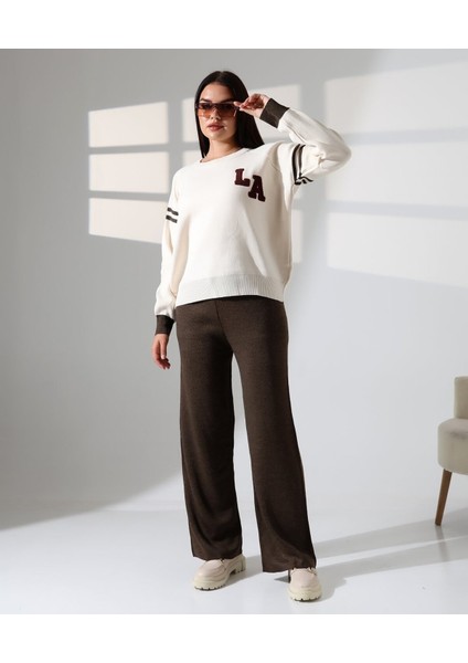 Baskılı Bisiklet Yaka Triko Takım