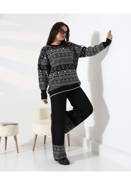 Jakarlı Oversize Alt-Üst Triko Takım