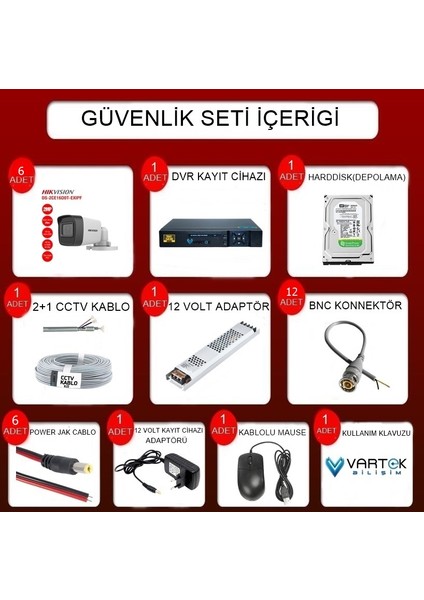 Hikvision 2 Mp 6 Kameralı Tak Çalıştır Hazır Kamera Seti fırsatları