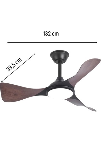 Kumandalı 3 Kanatlı Ledli Tavan Vantilatörü Ahşap Renk CT-3002 fiyatları