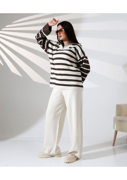 Fermuarlı Yaka Çizgili Sportif Triko Takım fiyatları