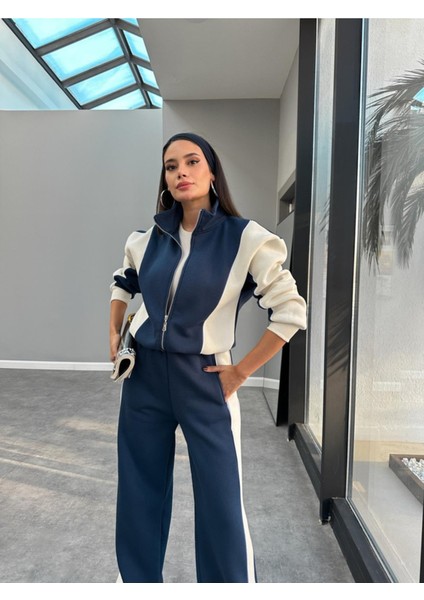 Kadın Garnili Biye Detaylı Fermuarlı 3 Iplik Eşofman Takım Örme Kumaş ile Rahatlık fırsatları