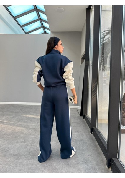 Kadın Garnili Biye Detaylı Fermuarlı 3 Iplik Eşofman Takım Örme Kumaş ile Rahatlık indirimleri