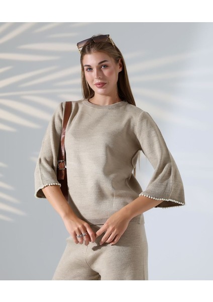 Inci Volanlı Kol Detaylı Triko Takım fırsatları