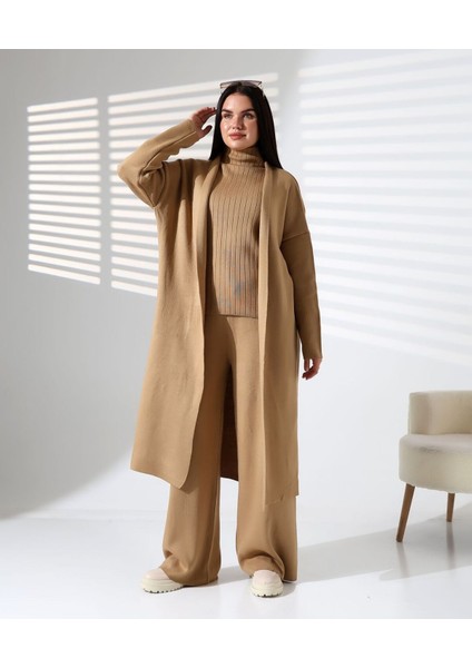 Balıkçı Yaka Asil Üçlü Triko Takım