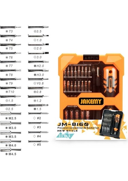 JM-8160 Taşınabilir 33 Parça Çok Fonksiyonlu Hassas Tornavida Seti modelleri