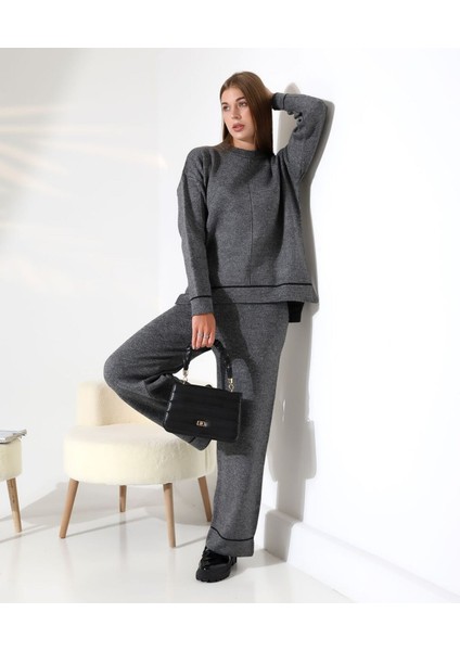 Kontrast Dikişli Kadın Triko Takım modelleri