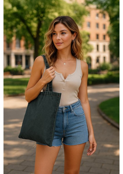 Kot Görünümlü Bez Omuz Çantası