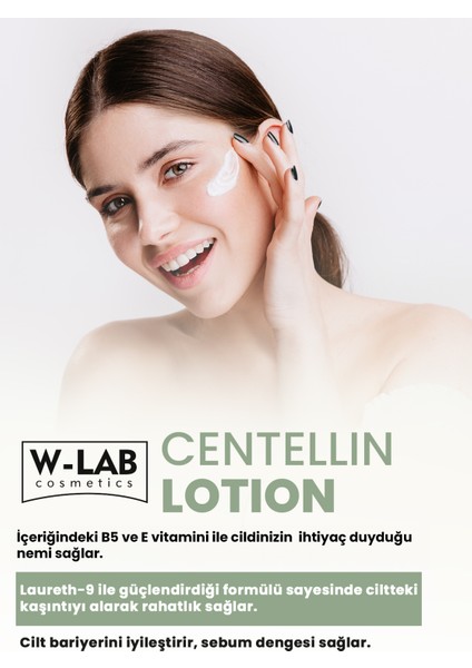 Centellin 9 Aktif İçerikli Onarıcı Losyon – B5 ve E Vitaminli, Tüm Cilt Tipleri İçin Yüz ve Vücut Bakımı, 50 ml