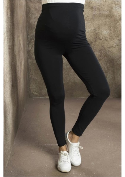 Kadın Siyah Esnek Kumaş Hamile Taytı Xl