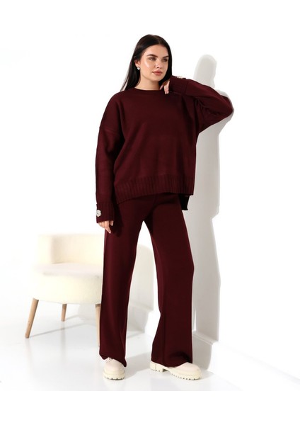 Rahat Kalıp Kol Detaylı Triko Takım modelleri